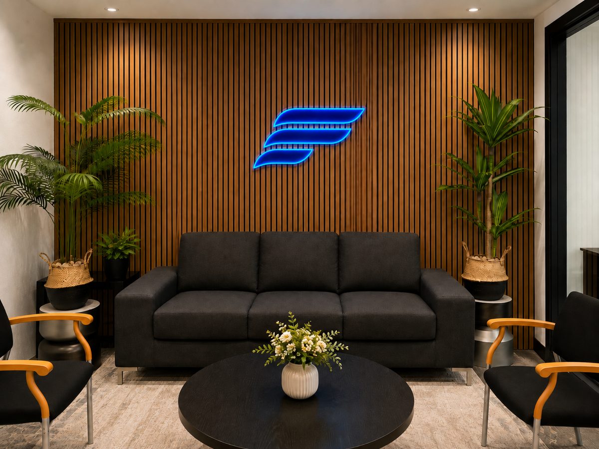 Flowtek North America reception area at the Cerritos, California headquarters.